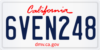 CA license plate 6VEN248