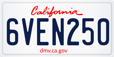 CA license plate 6VEN250