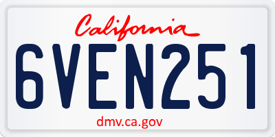 CA license plate 6VEN251