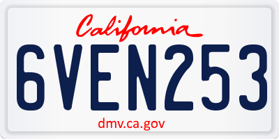 CA license plate 6VEN253