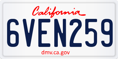 CA license plate 6VEN259