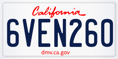 CA license plate 6VEN260