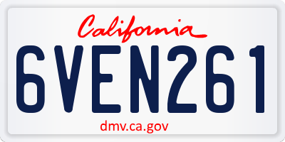CA license plate 6VEN261