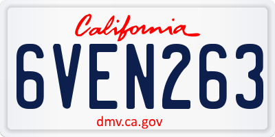 CA license plate 6VEN263