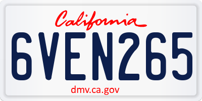 CA license plate 6VEN265
