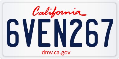 CA license plate 6VEN267