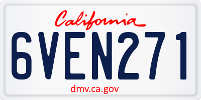 CA license plate 6VEN271