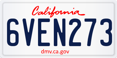 CA license plate 6VEN273