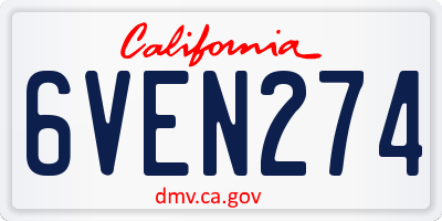 CA license plate 6VEN274