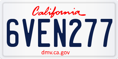 CA license plate 6VEN277
