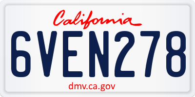 CA license plate 6VEN278