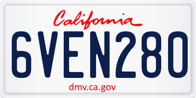 CA license plate 6VEN280