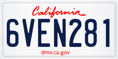 CA license plate 6VEN281