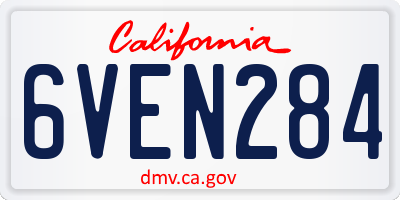 CA license plate 6VEN284