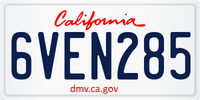 CA license plate 6VEN285