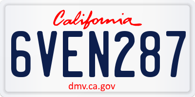 CA license plate 6VEN287