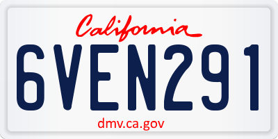 CA license plate 6VEN291