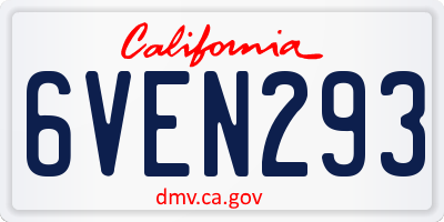 CA license plate 6VEN293