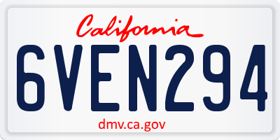 CA license plate 6VEN294