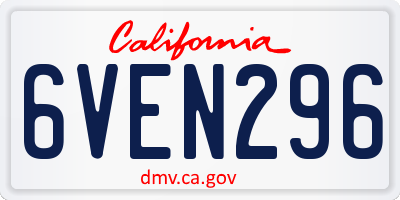 CA license plate 6VEN296