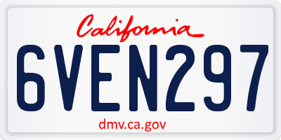 CA license plate 6VEN297