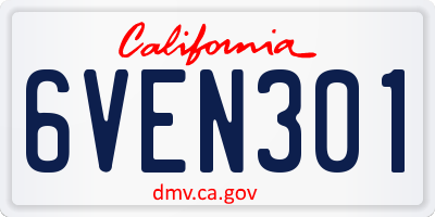 CA license plate 6VEN301