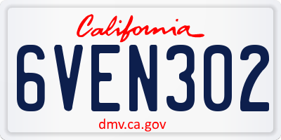CA license plate 6VEN302