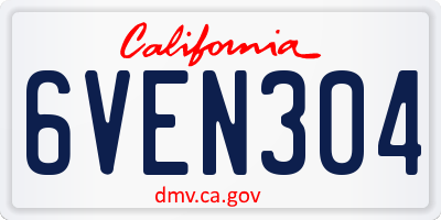 CA license plate 6VEN304
