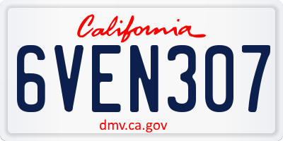 CA license plate 6VEN307