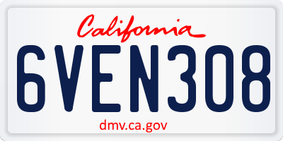 CA license plate 6VEN308