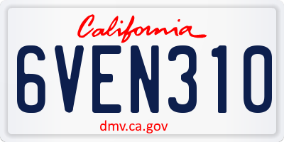 CA license plate 6VEN310