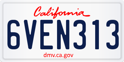 CA license plate 6VEN313