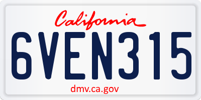 CA license plate 6VEN315