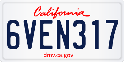 CA license plate 6VEN317
