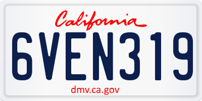 CA license plate 6VEN319