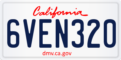 CA license plate 6VEN320