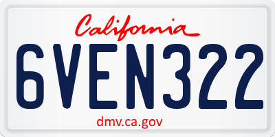 CA license plate 6VEN322