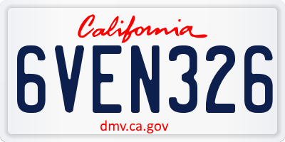 CA license plate 6VEN326