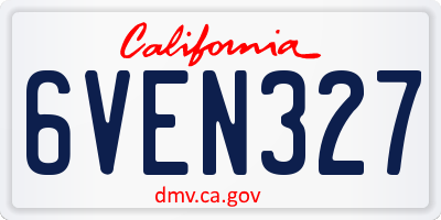 CA license plate 6VEN327