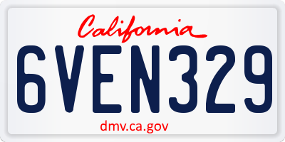 CA license plate 6VEN329