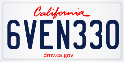 CA license plate 6VEN330