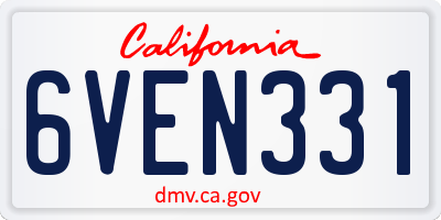 CA license plate 6VEN331