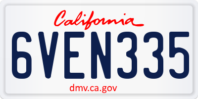 CA license plate 6VEN335