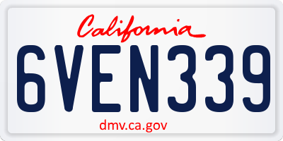 CA license plate 6VEN339