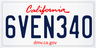 CA license plate 6VEN340