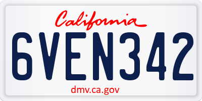 CA license plate 6VEN342