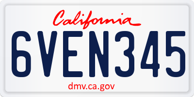 CA license plate 6VEN345