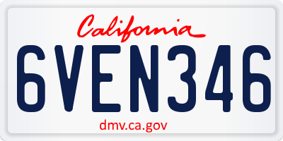 CA license plate 6VEN346