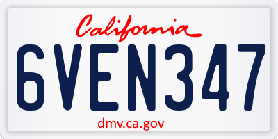 CA license plate 6VEN347