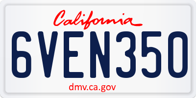 CA license plate 6VEN350